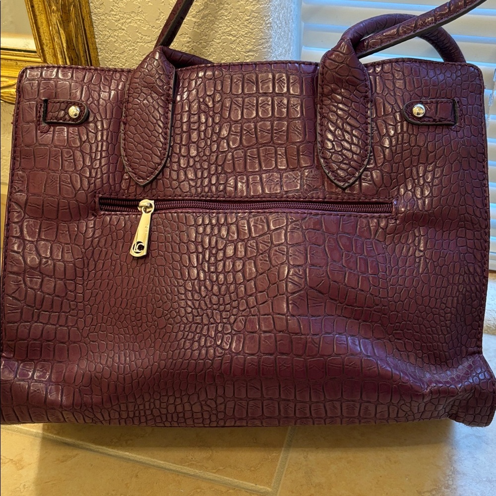 Liz Claiborne Dark Purple Crocodile-Embossed Tote - Picture 2 of 3